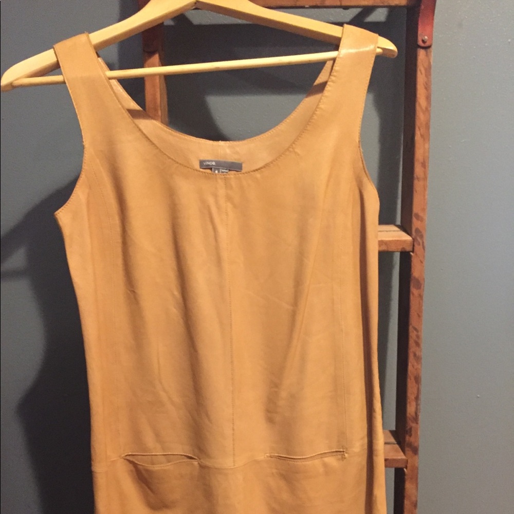 Camel color Leather Vince Dress